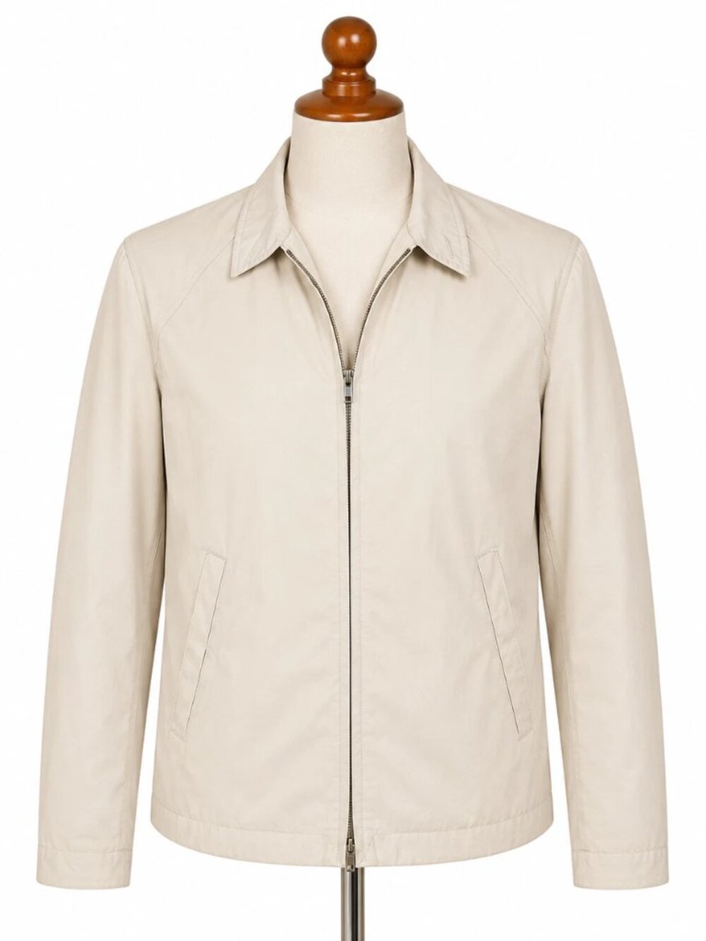 Vintage On Course Jacket Mens L Beige Full Zip Gab Lightweight 80s Golf EUC